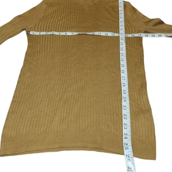 Mens Topman Ribbed Knit Lightweight Turtleneck Sweater in Camel Gold L - Picture 6 of 11